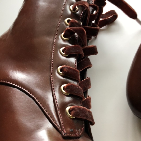 Burgundy faux leather high heel boots NWOT - Picture 5 of 6